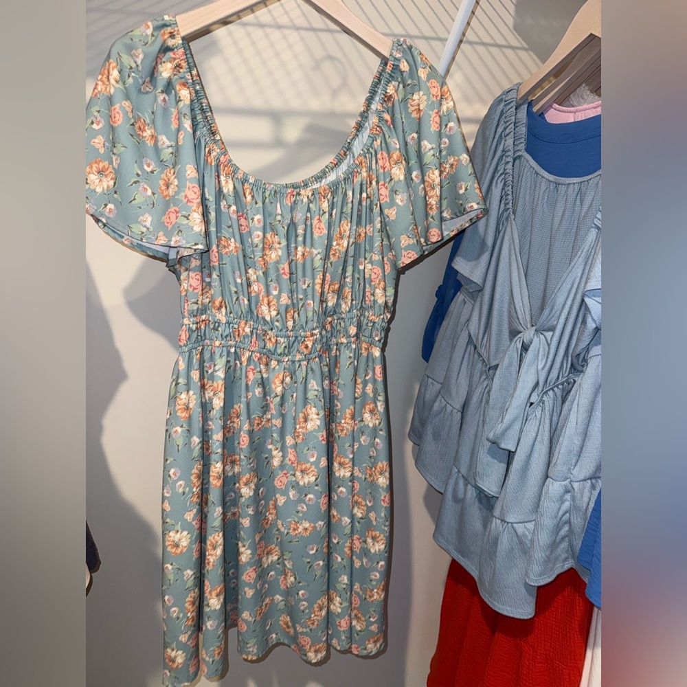 ARULA Floral Blue Casual Dress